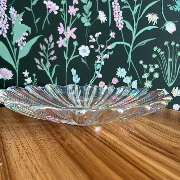 VINTAGE 60s Starburst Celestial Iridescent Rainbow Decorative Carnival Glass - Picture 4 of 7